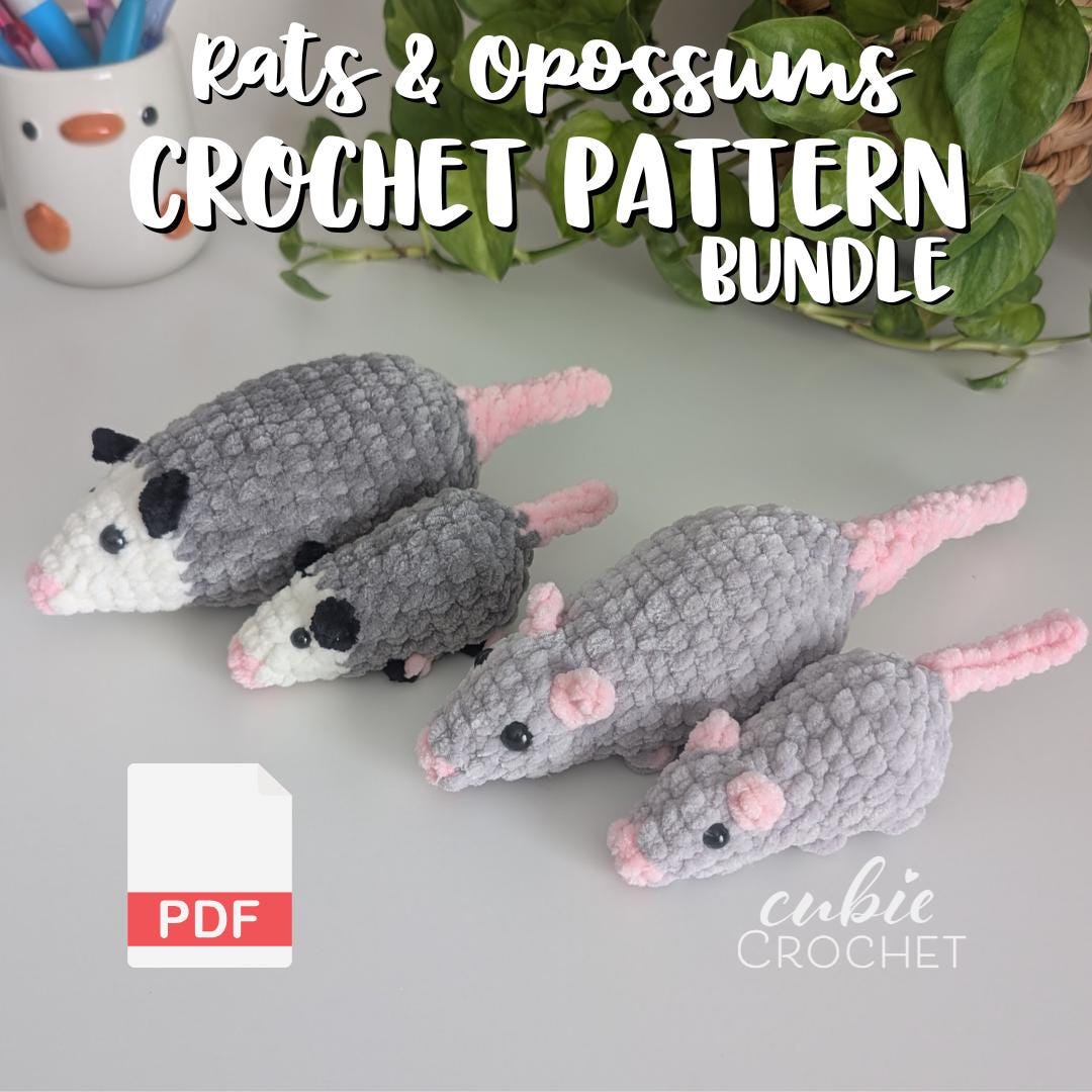 39 Opossum Crochet Patterns for Cute, Quirky Amigurumi Projects 8 Rats & Opossums No-Sew Bundle 4 Amigurumi Patterns