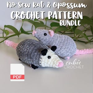 Rat & Opossum Crochet Pattern PDF Bundle | 2 No-Sew Crochet Patterns | Instructions ONLY | Make your own rat and opossum plushies