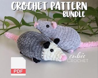 Rat & Opossum No-Sew Crochet Pattern PDF Bundle 2 in 1 | Instructions ONLY