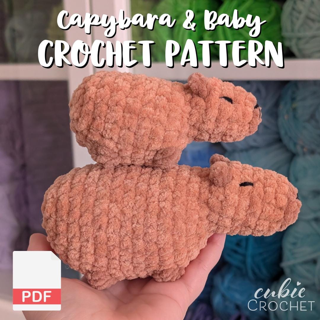 37 Capybara Crochet Patterns for Cute Amigurumi, Plushies, and Giftable Makes 24 No-Sew Capybaras Bundle Capybara + Baby Capybara