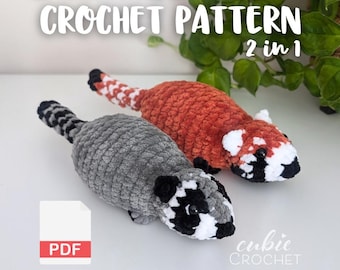 Raccoon, Red Panda No-Sew Crochet Plushie Patterns PDF 2 in 1 | Instructions ONLY