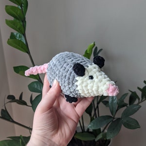 Crochet Opossum Plushie | Handmade Soft Cuddly Opossum