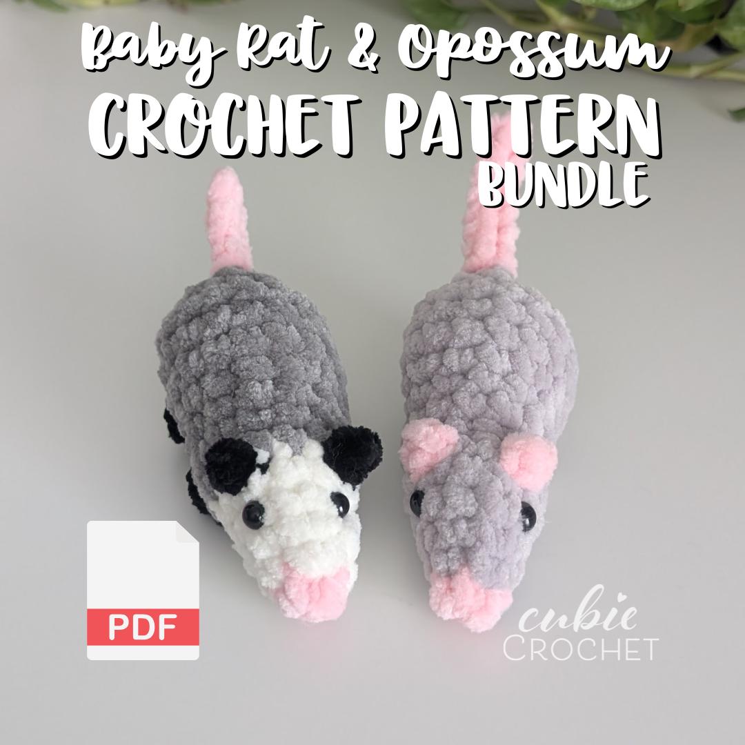 39 Opossum Crochet Patterns for Cute, Quirky Amigurumi Projects 19 Baby Rat & Opossum No-Sew Bundle 2 Small Amigurumi