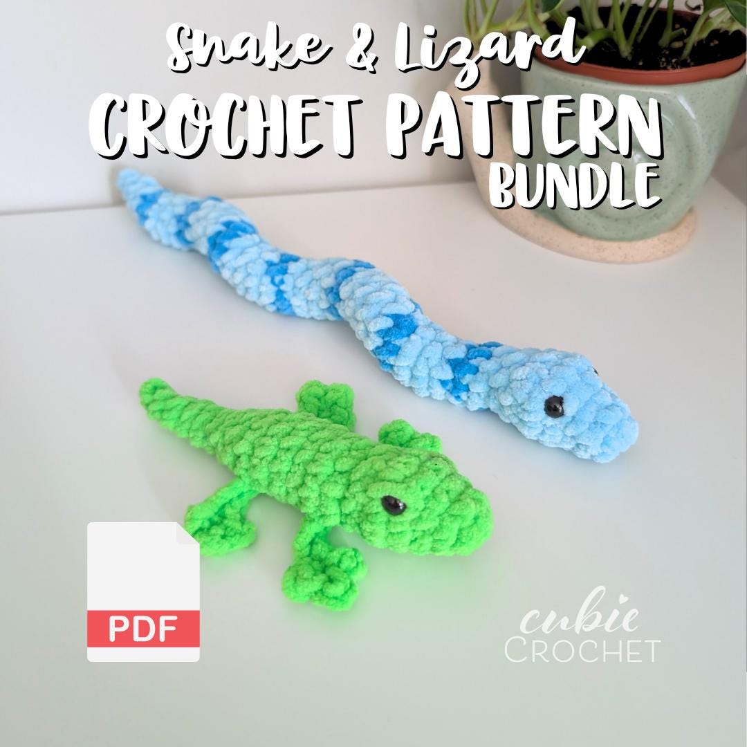 Snake & Lizard Crochet Pattern PDF Bundle | 2 No Sew Amigurumi Patterns ...