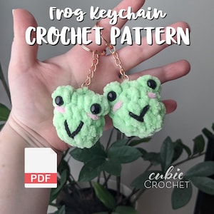 Frog Keychains Crochet Pattern PDF | Instructions ONLY make your own tiny frog heads | Mini Plushie Pattern