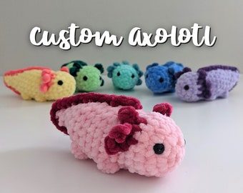 Custom Crochet Axolotl Plushie | Crochet Salamander | Small Aquatic Animal Crochet Plushies | Made to Order Custom Plushies