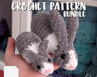 Paquete de patrones de ganchillo sin costuras para conejitos (PDF) / Conejito + Bebé / SOLO instrucciones / Peluches de conejo