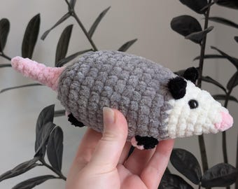 Crochet Opossum Plushie | Handmade Soft Cuddly Opossum