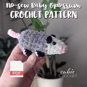 No Sew Baby Opossum Crochet Pattern PDF | Instructions ONLY | Make your own Mini Crochet Opossum Plushies