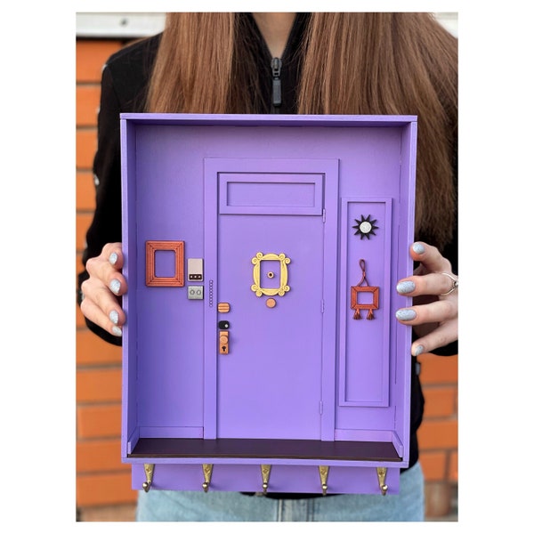 Monica's Purple Door from FRIENDS/ Monica's door/ Wall Key holder/ Friends photoframe/ Friends Tv Show/ Monica's apartment/Friends keyholder
