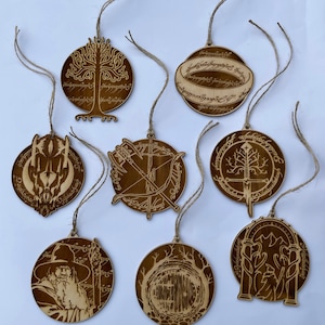 Set Herr der Ringe Weihnachtsschmuck, LOTR, Weihnachtsbaumschmuck, Hobbit-Tür, Gandalf, Der Ring, Mittelerde-Karte