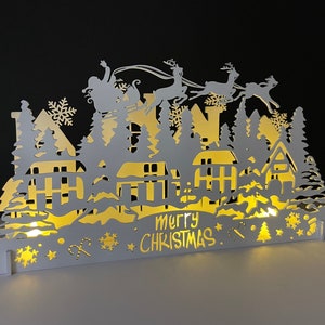 Christmas Village Decoration/ Christmas Mantel Sign/ Christmas Centerpiece/ Holiday decor/Fireplace decor/ Tea Light Candle Holder
