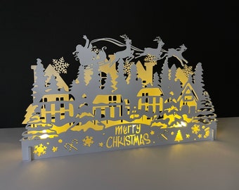 Christmas Village Decoration/ Christmas Mantel Sign/ Christmas Centerpiece/ Holiday decor/Fireplace decor/ Tea Light Candle Holder