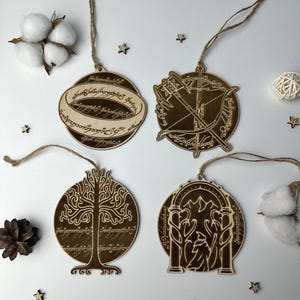Set Herr der Ringe Weihnachtsschmuck, LOTR, Weihnachtsbaumschmuck, Hobbit-Tür, Gandalf, Der Ring, Mittelerde-Karte