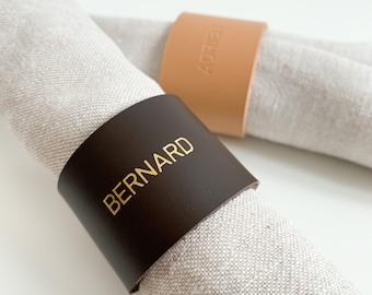 Rond de serviette • personnalisable • en cuir upcyclé • fabriqué à la main