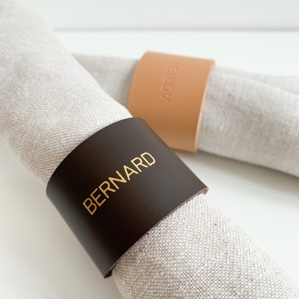 Rond de serviette • personnalisable • en cuir upcyclé • fabriqué à la main