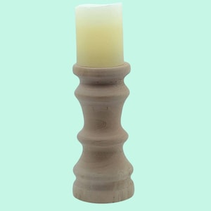 Hand-turned pillar candle holder, unfinished, ready to paint or stain
