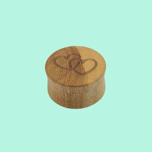 Small Wooden Keepsake Box with Two Engraved Hearts, Gift Box, Ring Box, Earring Box
