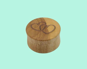 Small Wooden Keepsake Box with Two Engraved Hearts, Gift Box, Ring Box, Earring Box