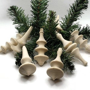 Decorate Your Tree Your Way: Hand-Turned Wood Ornaments - Set of 3 Unfinished Wood Dimensional Ornaments