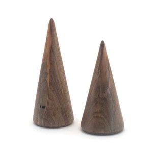 Unique Home Decor: Set of Two Hand-Turned Spalted Wood Dimensional Cones
