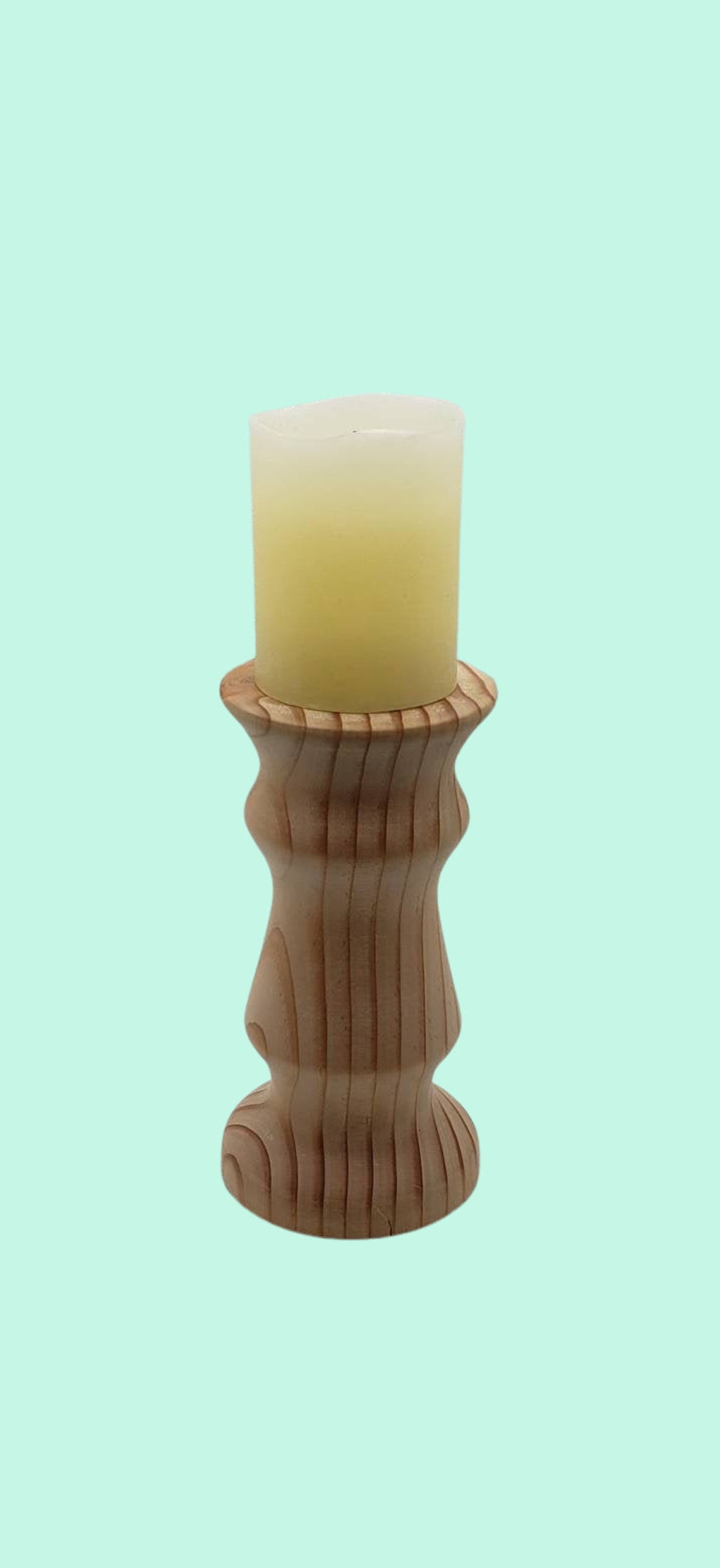 Handturned Pillar Candle Holder Unfinished Ready to Paint Etsy