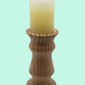 Hand-turned pillar candle holder, unfinished, ready to paint or stain