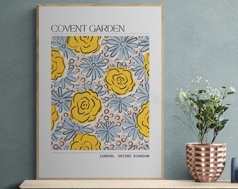 Bright Covent Garden Floral Print, Flower Market Print, Colorful Retro Art, Groovy Floral, 1970s 1960s, Hippie Flowers, London