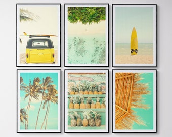 California Surf Art Set of 6 Prints Beach Wall Art Summer Prints Beach Poster Sunset Print Surfboard Wall Art Boho Beach Decor Coastal Print