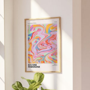 Divine Feminine Printable, Spiritual Print, Grainy Gradient Poster, Retro Aura Poster, Affirmation, Aesthetic Decor, Psychedelic Home Decor