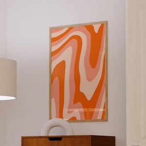 Impresión ondulada retro, arte de pared colorido, galería eléctrica, impresión abstracta de vibraciones preppy, impresión de arte de moda decoración de pared del dormitorio groovy print cartel de los años 70