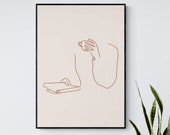 One Line Coffee Hand Wall Decor, Abstract Coffee Art Line Drawing Print, Minimalist Holding Book Line Art, One Line Coffee Art, Modern Art