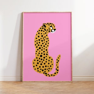 Cheetah Print, Pink Leopard Art Print, Boho Home Decor, Blush Pink Wall Art, Jungle Poster, Minimal Cheetah Art, Animal Artwork, Boho Poster