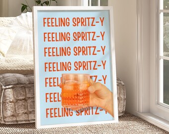 Spritz Cocktail PRINTABLE, Bar Cart Decor, Trendy Art, Preppy Posters, Girly Preppy Eclectic Dorm Room Art, Funky College Wall Decor
