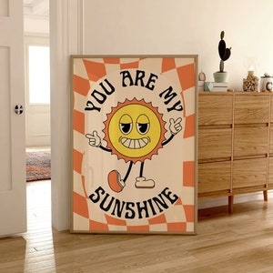 Your are my Sunshine Printable Wall Art, Nursery Wall Decor, Smile Face Sun Painting, Sunny Nursery Art, Bright and Fun Encouraging Prints