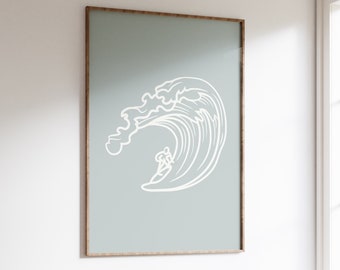 Wave Print, Fine Line Print, Digital Download, Printable Art, Gift for Surfer, Ocean Print, Ocean Art, Waves Art, Coastal Art, Beach Prints