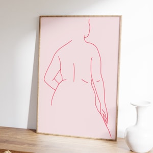Body Positive Line Art Woman, Plus Size Woman Body Art Print, Woman Body Line Art, Curvy Woman Body Art, Minimal Female Body Art Boho Prints