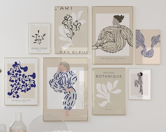 Modern Abstract Print Set Of 8 , Bundle Print set, Neutral Abstract Art, Printable Art, Contemporary Gallery Wall Art, Modern wall art