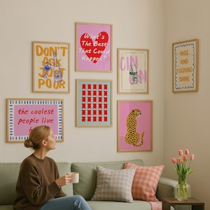 Gallery Wall Art Set Dopamine Bundle, dorm room decor, Trendy Digital Prints, Maximalist Poster Mega Bundle, Preppy Poster, Y2K Room Decor