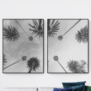 Black and White Palm Trees Print, Black and White Tropical Tree Print, 2 Piece Wall Art, Palm Trees Wall Art, Palm Tree Photo Tropical Decor
