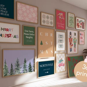 Set of 36 Christmas Gallery Wall Bundle, Christmas Digital Download, Xmas Wall Art, Christmas Wall Decor, Colorful Christmas Printable