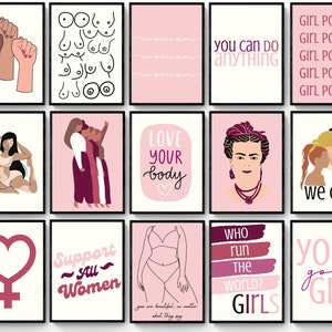 Feminist PRINTABLE set of 15, Gallery Wall Set, Feminist Wall Collage, empowered women Poster, Feminist Prints, Powerful Women Art, Feminism