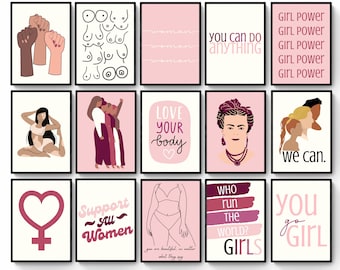 Feminist PRINTABLE set of 15, Gallery Wall Set, Feminist Wall Collage, empowered women Poster, Feminist Prints, Powerful Women Art, Feminism