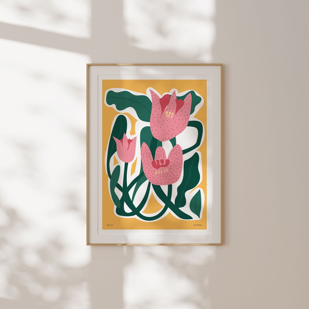 Bright Abstract Flower Botanical Print, Abstract Floral Wall Art ...