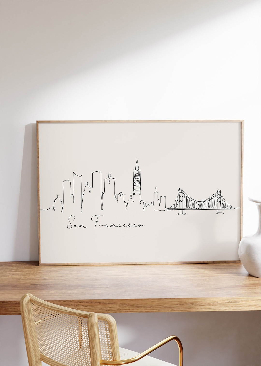 San Francisco Skyline Printable, Cityscape Line Wall Art, California ...