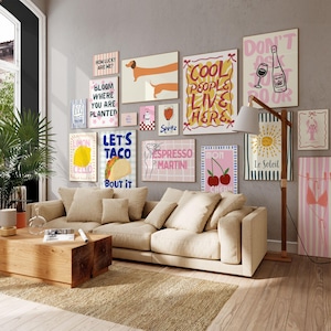 Gallery Wall Art Set Dopamine Bundle, dorm room decor, Trendy Digital Prints, Maximalist Poster Mega Bundle, Preppy Poster, Y2K Room Decor