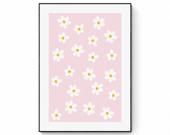 Pink Daisy Decor, Daisy Flower Print, Daisy Art, Daisy Wall Art, Daisy Wall Decor, Daisy Room Decor, Home Decor, Nursery Decor, Floral Print