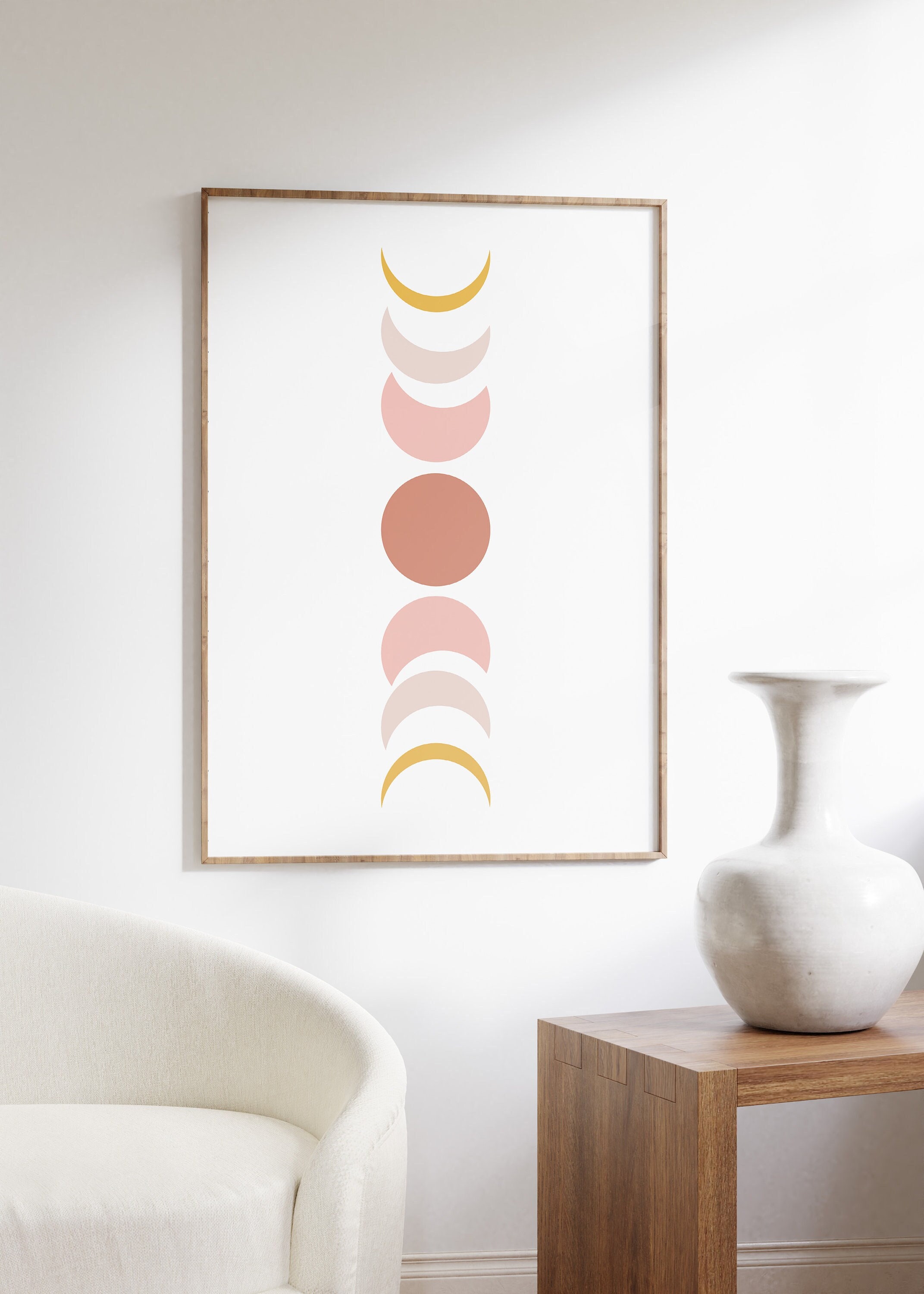 Moon Phases Art Print Boho Decor, La Luna Mid Century Modern Printable ...