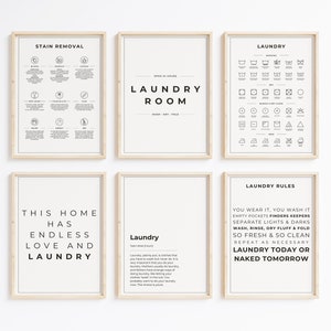 Laundry Room 6 Print Set, Laundry Wall Decor, Laundry Instructions, Laundry Care Symbols Guide, Laundry Room Art, Digital Printable Art