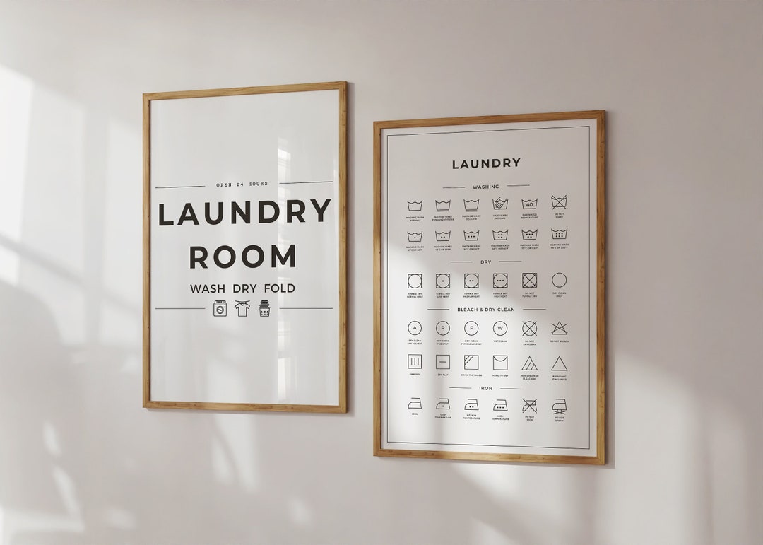 Laundry Room 2 Print Set, Laundry Wall Decor, Laundry Instructions ...
